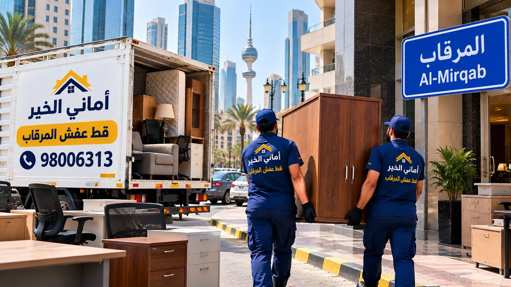 إخلاء أثاث قديم من مباني المرقاب رفع كبت وأثاث مكتب قديم من مبنى في المرقاب مع عمال أماني الخير