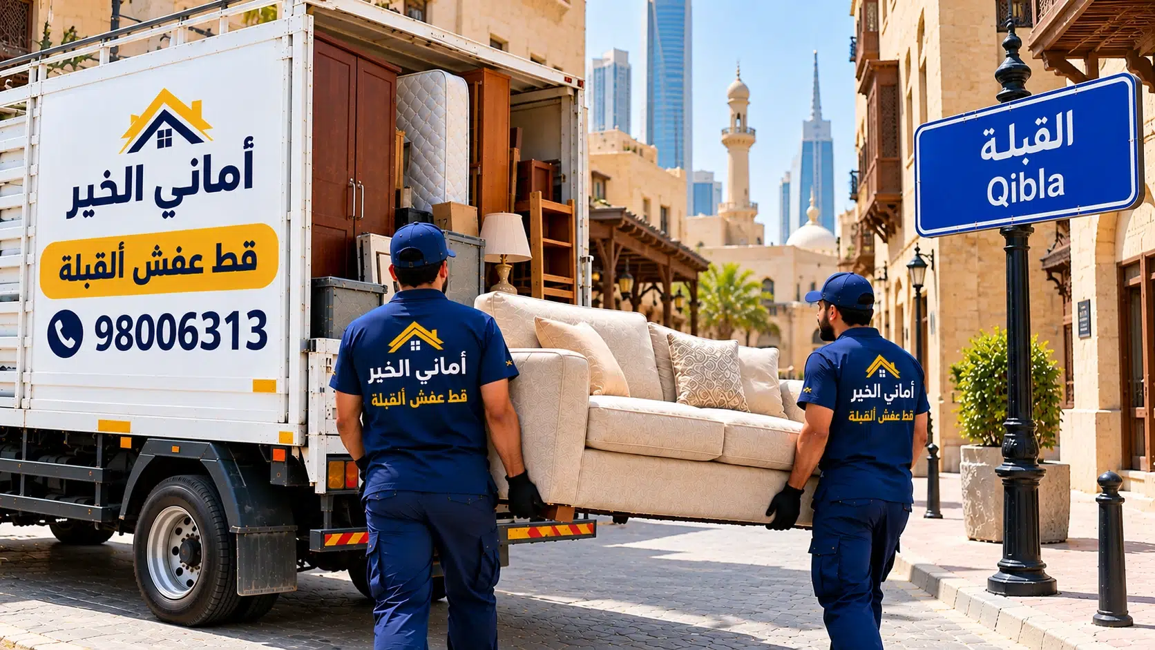 إخلاء العفش القديم من مباني القبلة إخراج عفش وأثاث قديم من مبنى في القبلة مع عمال أماني الخير