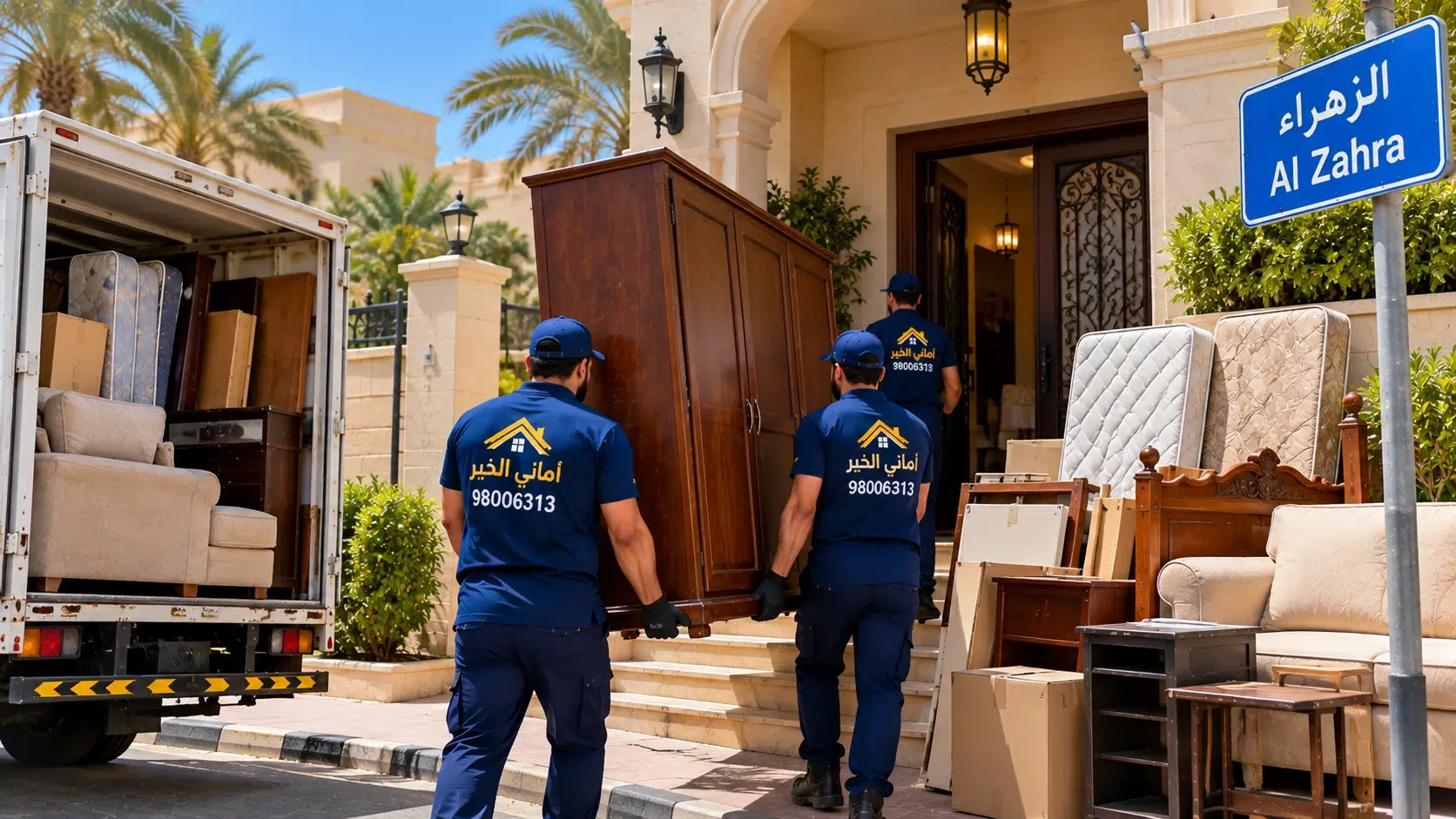 إخلاء العفش القديم من فلل الزهراء إخراج العفش القديم من بيت أو فيلا في الزهراء مع عمال أماني الخير