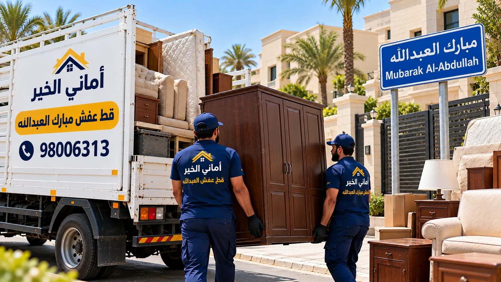 إخلاء العفش القديم في مبارك العبدالله إخراج العفش القديم من بيت أو فيلا في مبارك العبدالله مع عمال أماني الخير